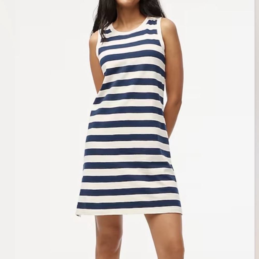 J Crew Navy Striped Shift Dress